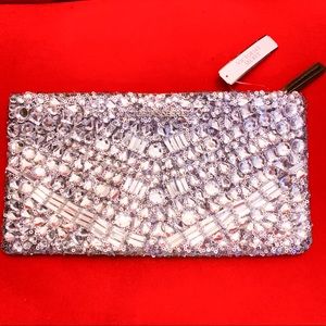 NWT Victoria’s Secret VS Silver Rhinestone Crystal Bling Clutch Purse